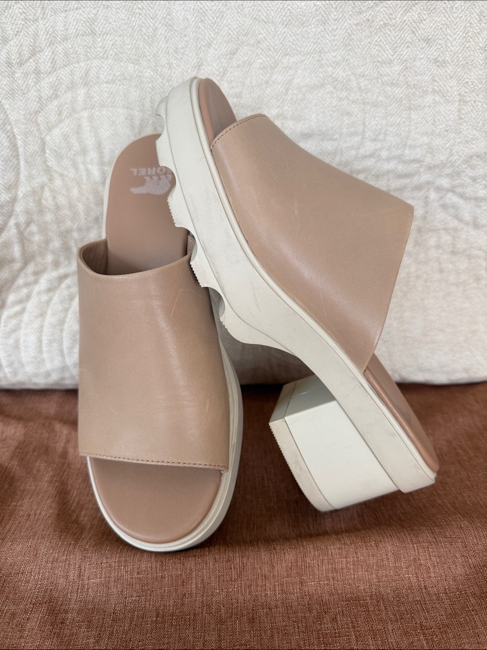 Sorel Nude Platform Mule Sandals